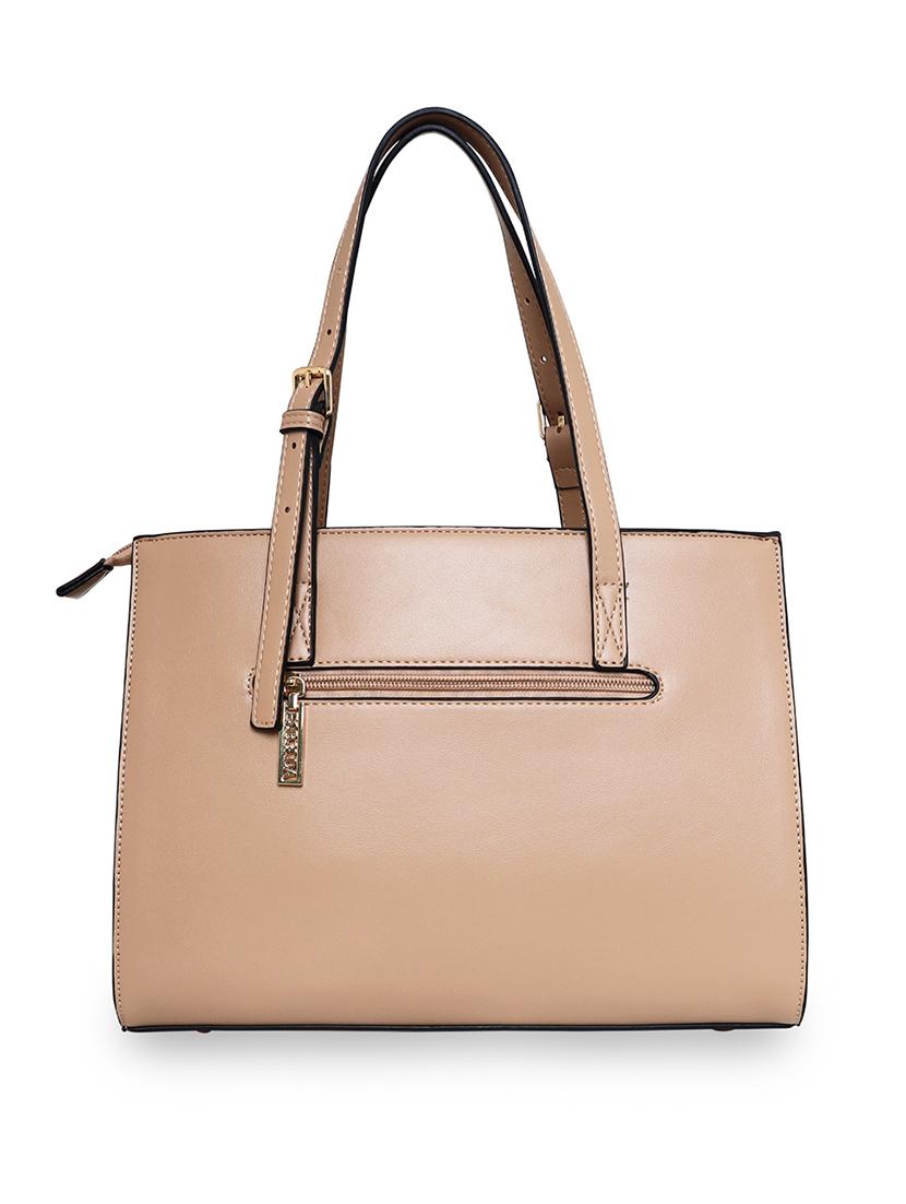 beige leatherette (pu) handbag - 18394086 - Standard Image - 1