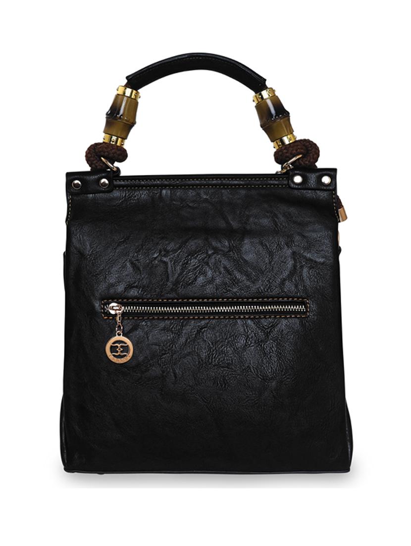 black leatherette (pu) handbag - 18394161 - Standard Image - 1