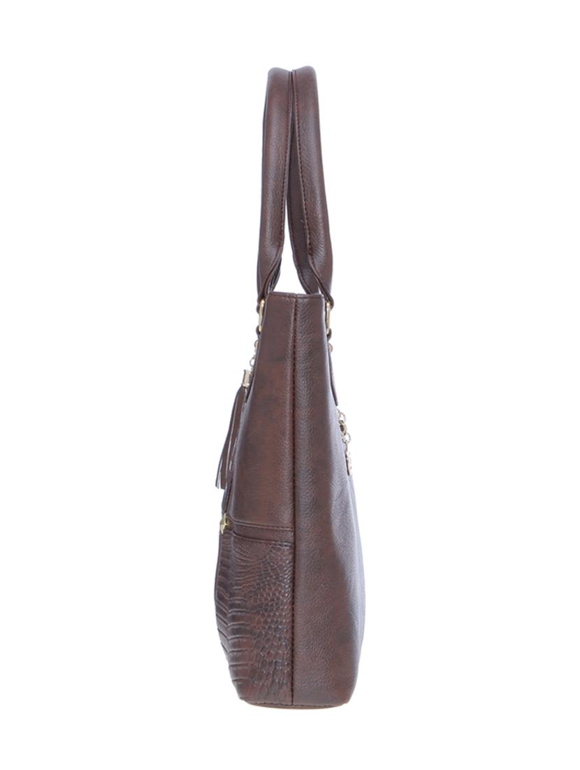 brown leatherette (pu) handbag - 18394353 - Standard Image - 4