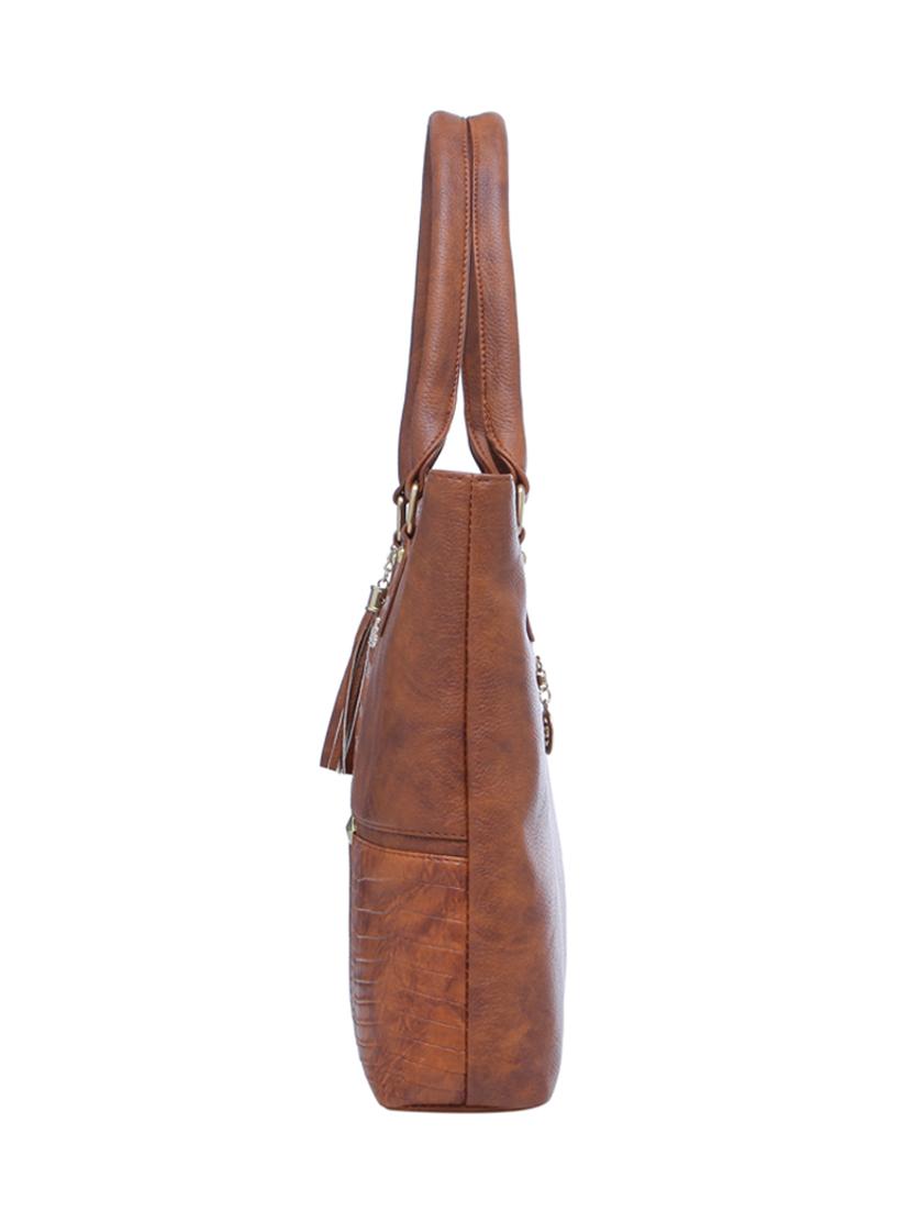 tan leatherette (pu) handbag - 18394354 - Standard Image - 4