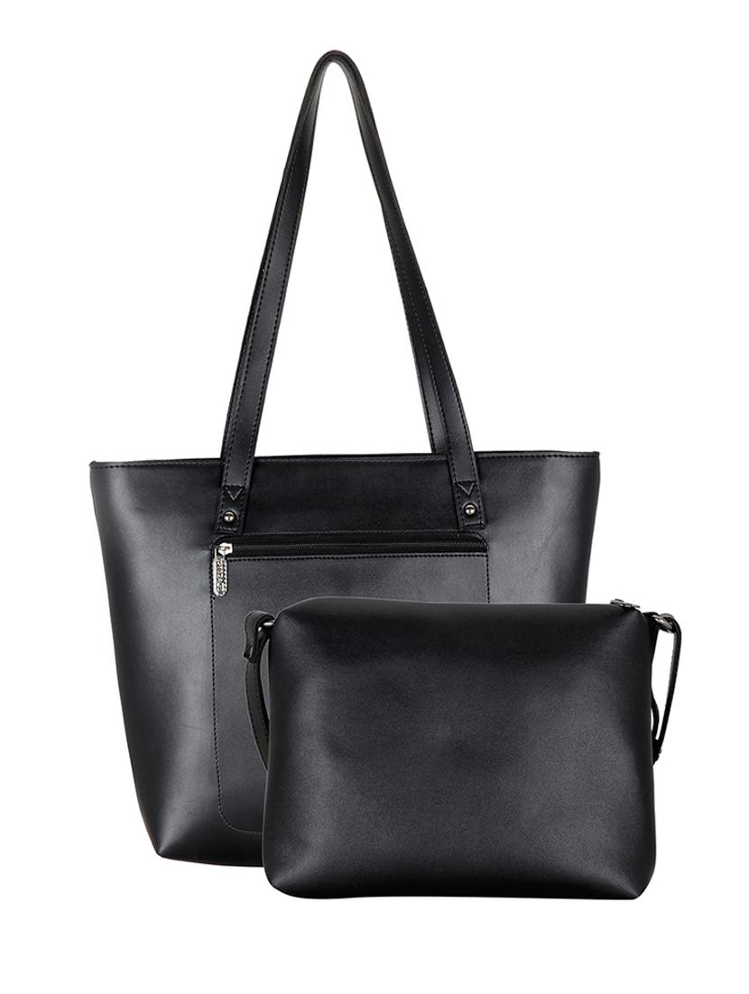 black leatherette (pu) handbag - 18394366 - Standard Image - 1