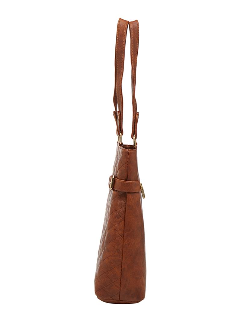 tan leatherette (pu) handbag - 18394386 - Standard Image - 4