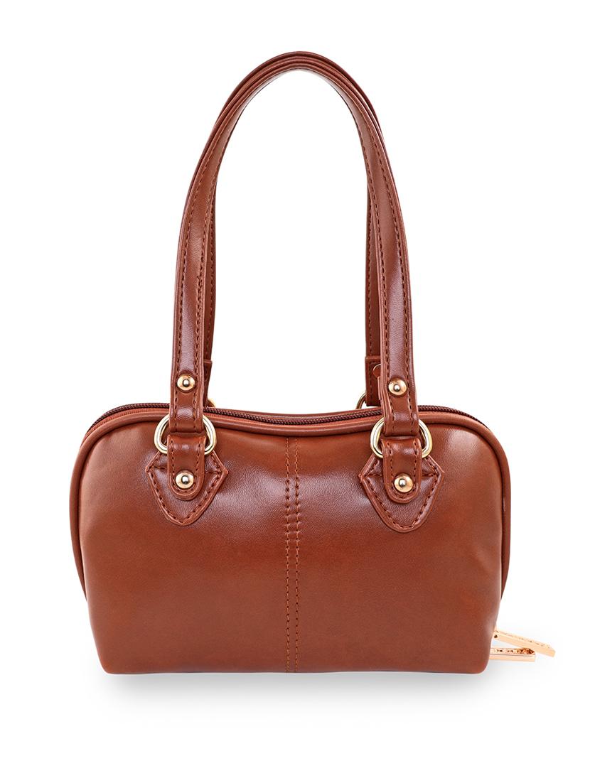 tan leatherette (pu) handbag - 18394398 - Standard Image - 1