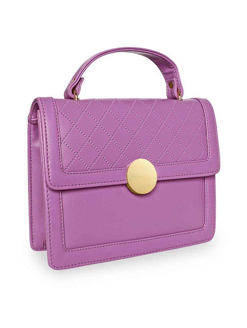 purple leatherette (pu) handbag - 18394412 - Standard Image - 4