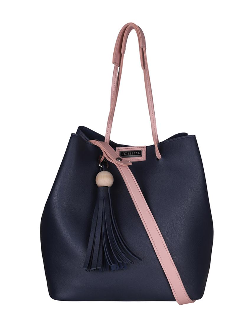 blue leatherette (pu) handbag - 18394499 - Standard Image - 4