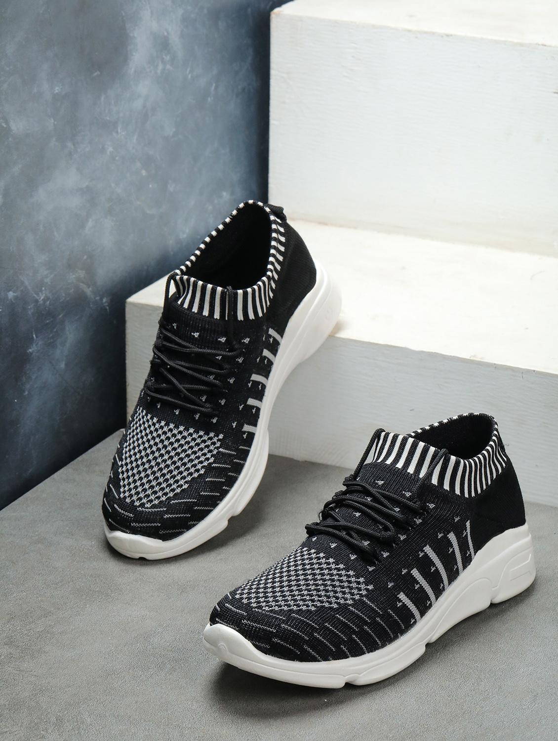 women black stripes lace-up sports shoe - 18394615 - Standard Image - 1