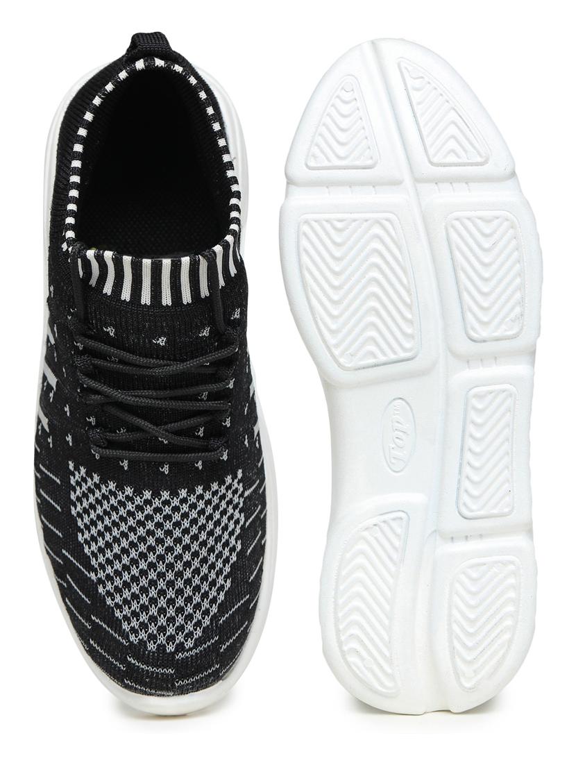 women black stripes lace-up sports shoe - 18394615 - Standard Image - 4