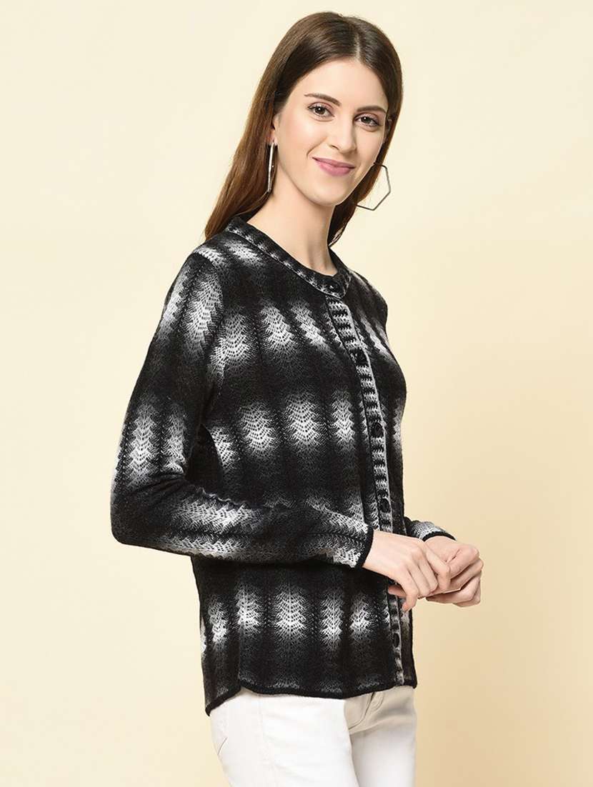round neck printed cardigan - 18394656 -  Standard Image - 1