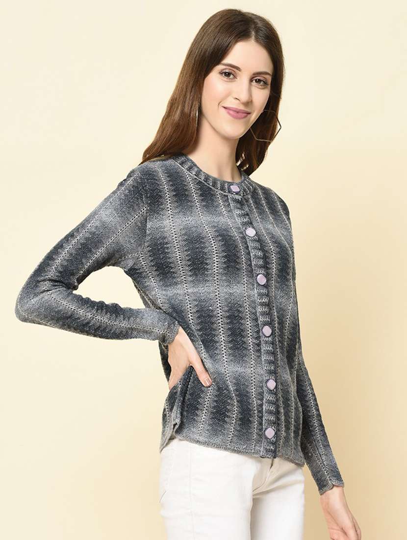 round neck printed cardigan - 18394658 -  Standard Image - 1