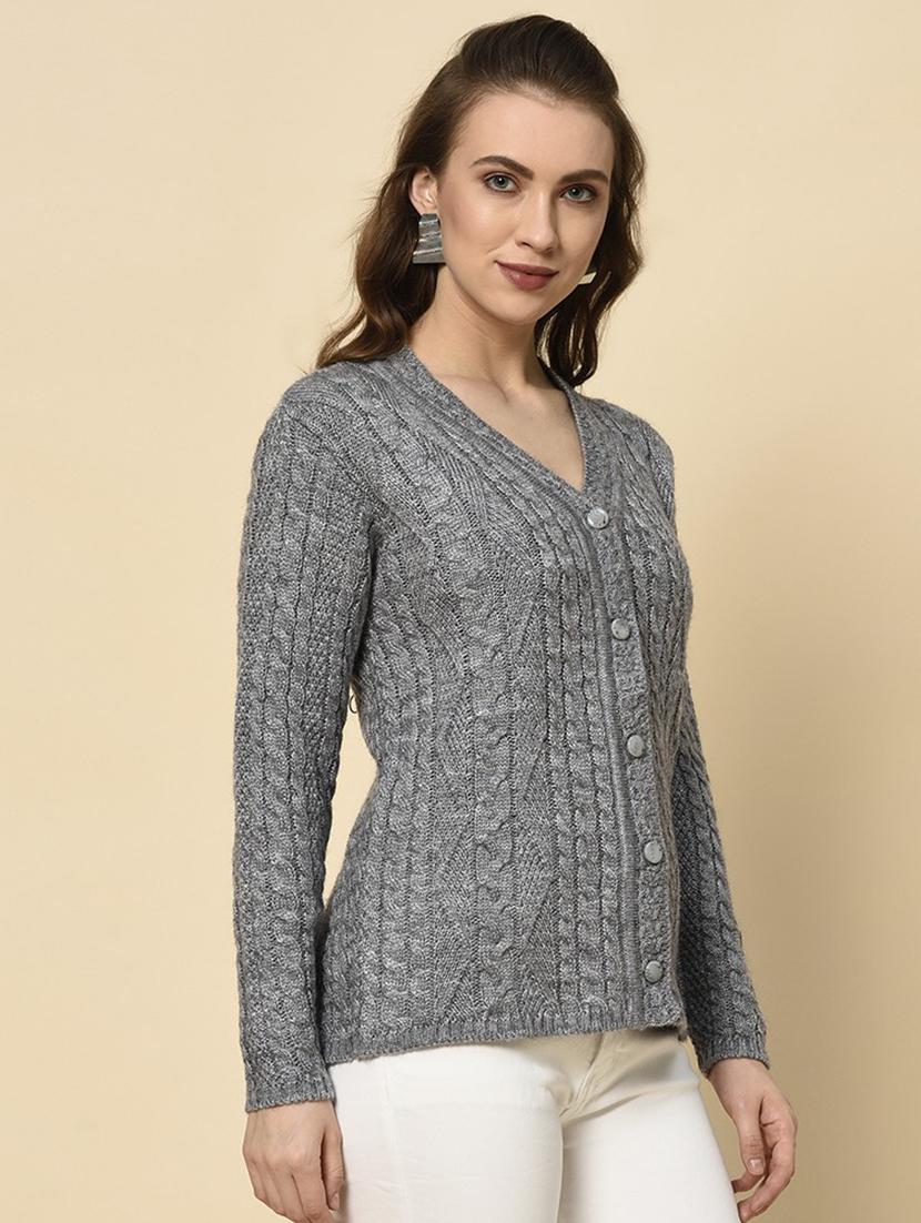 v-neck solid cardigan - 18394669 -  Standard Image - 1