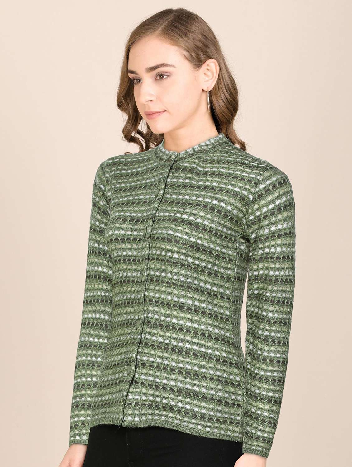 round neck printed cardigan - 18394670 -  Standard Image - 1