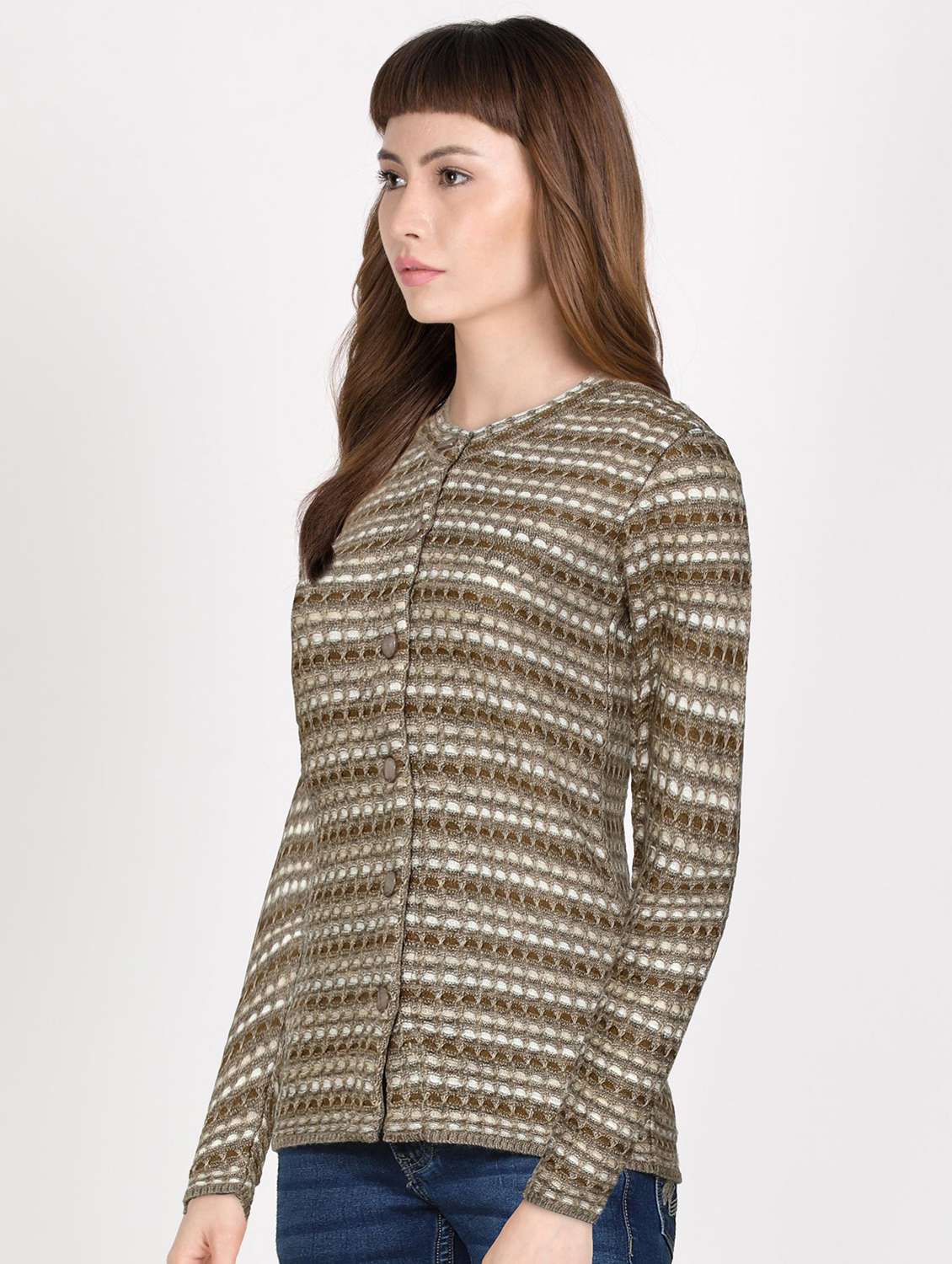 round neck printed cardigan - 18394672 -  Standard Image - 1