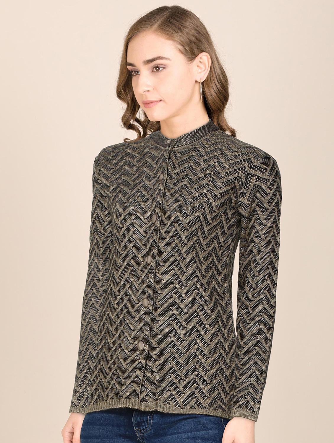 mandarin neck printed cardigan - 18394673 -  Standard Image - 1