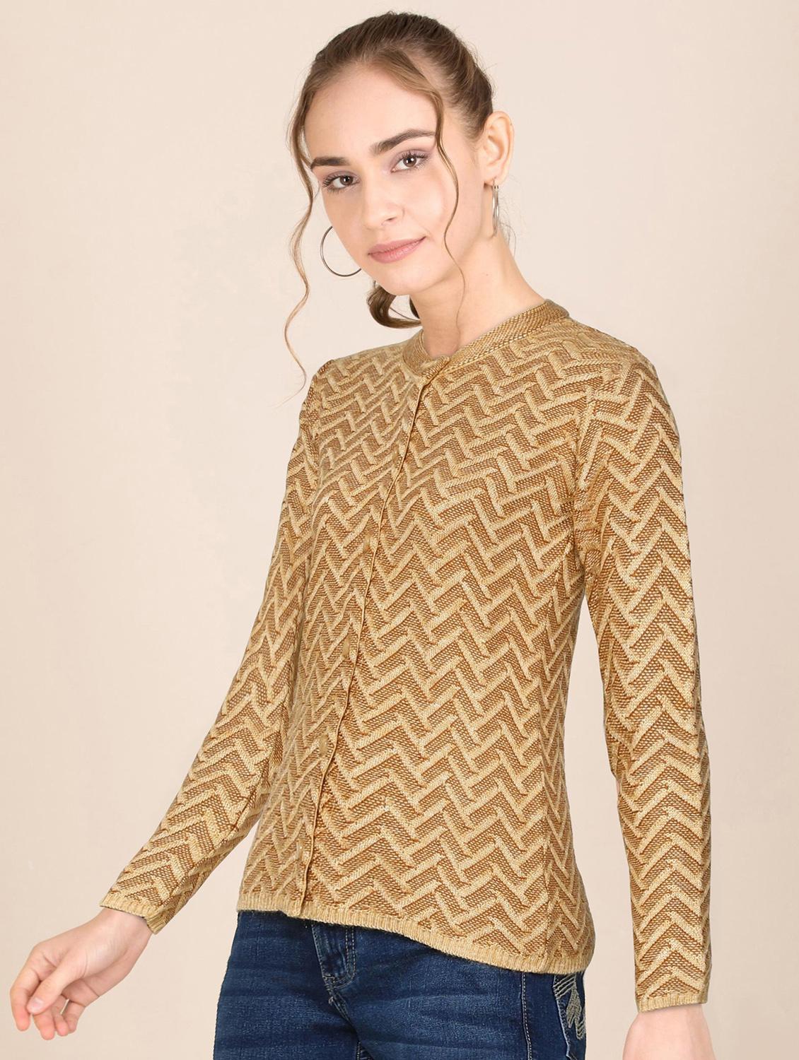 mandarin neck printed cardigan - 18394675 - Standard Image - 1