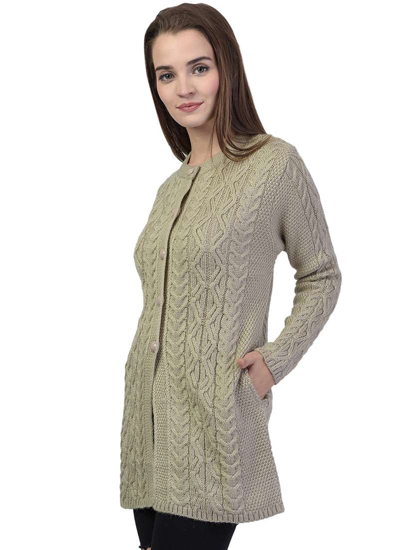 mandarin neck solid cardigan - 18394689 -  Standard Image - 1