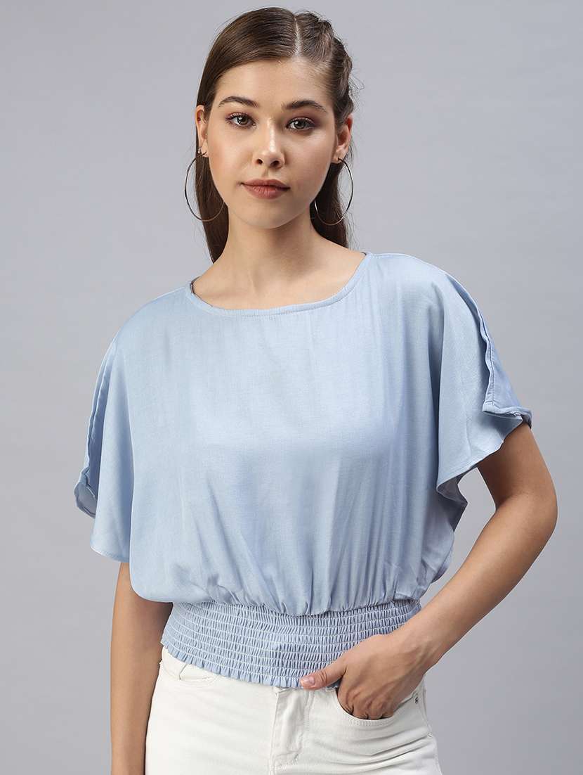 women's straight round neck top