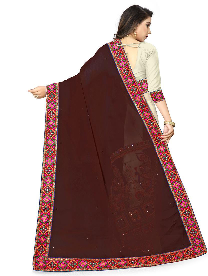 embroidered half and half saree - 18394842 -  Standard Image - 1