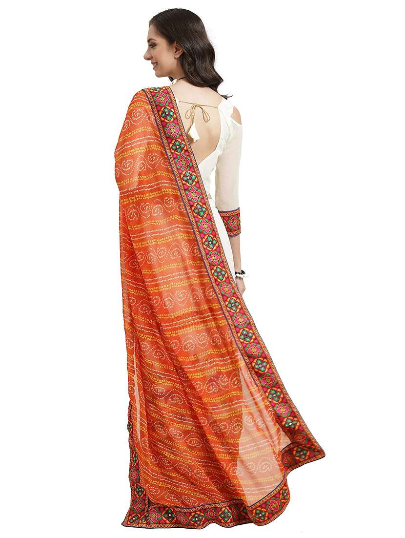 women's bandhani orange colored saree with blouse - 18394881 - Standard Image - 1