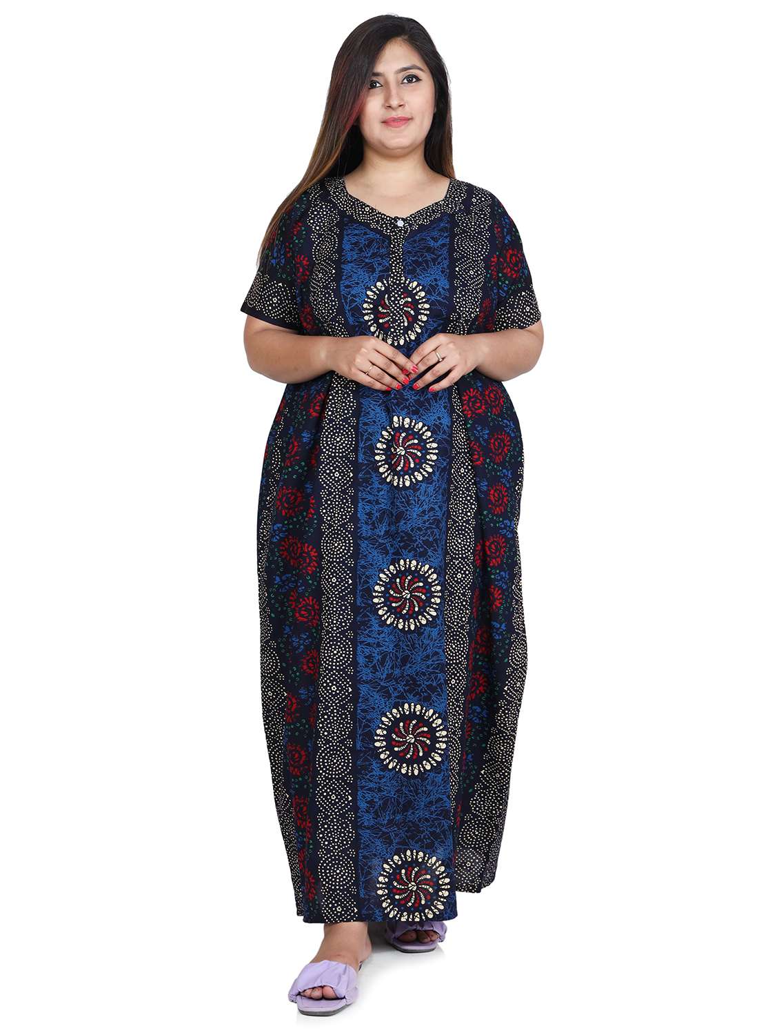 square neck printed nighty 