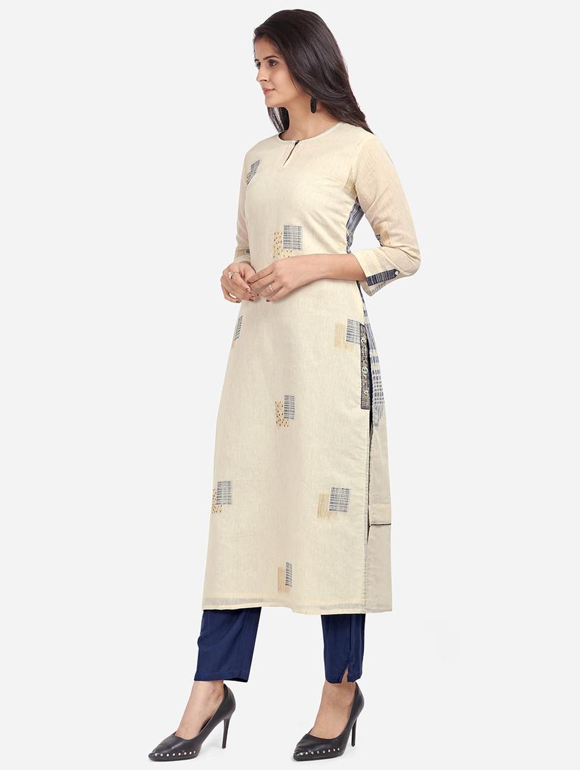 white viscose kurta pant set - 18395134 - Standard Image - 1