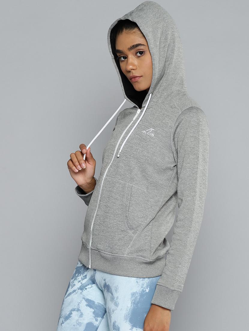 long sleeved solid hooded jacket - 18395156 - Standard Image - 1