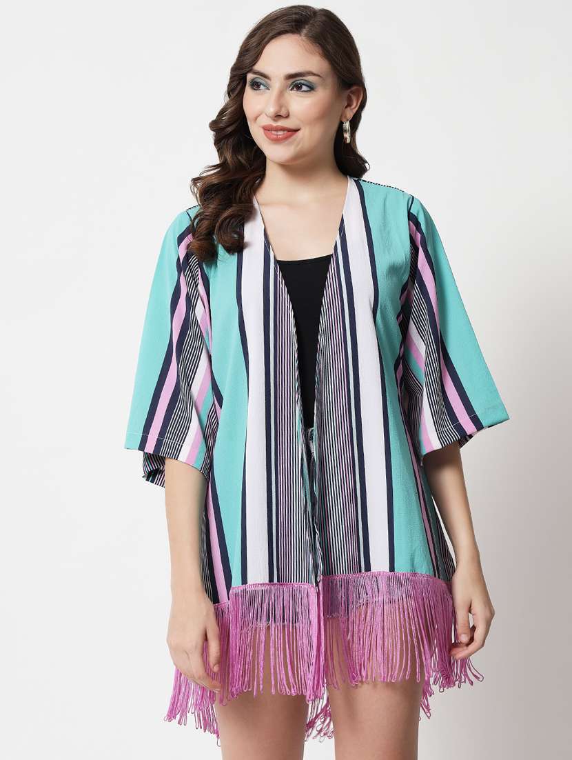 short sleeved striped regular shrug