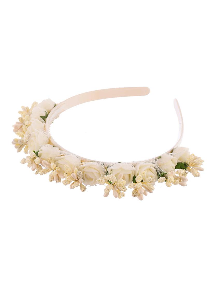 white flower tiara hairband with a pair of matching tic tac hairpin - 18395578 - Standard Image - 4