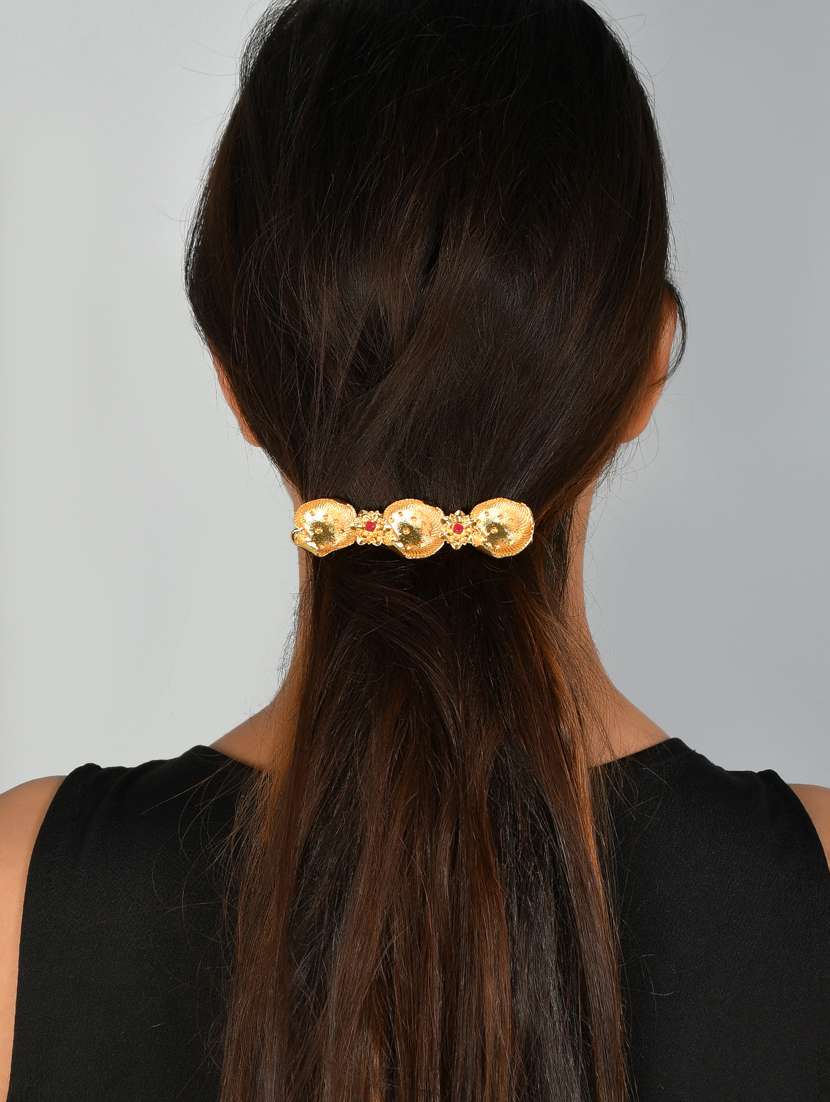 gold plated embellished hair barrette accessory - 18395664 -  Standard Image - 4
