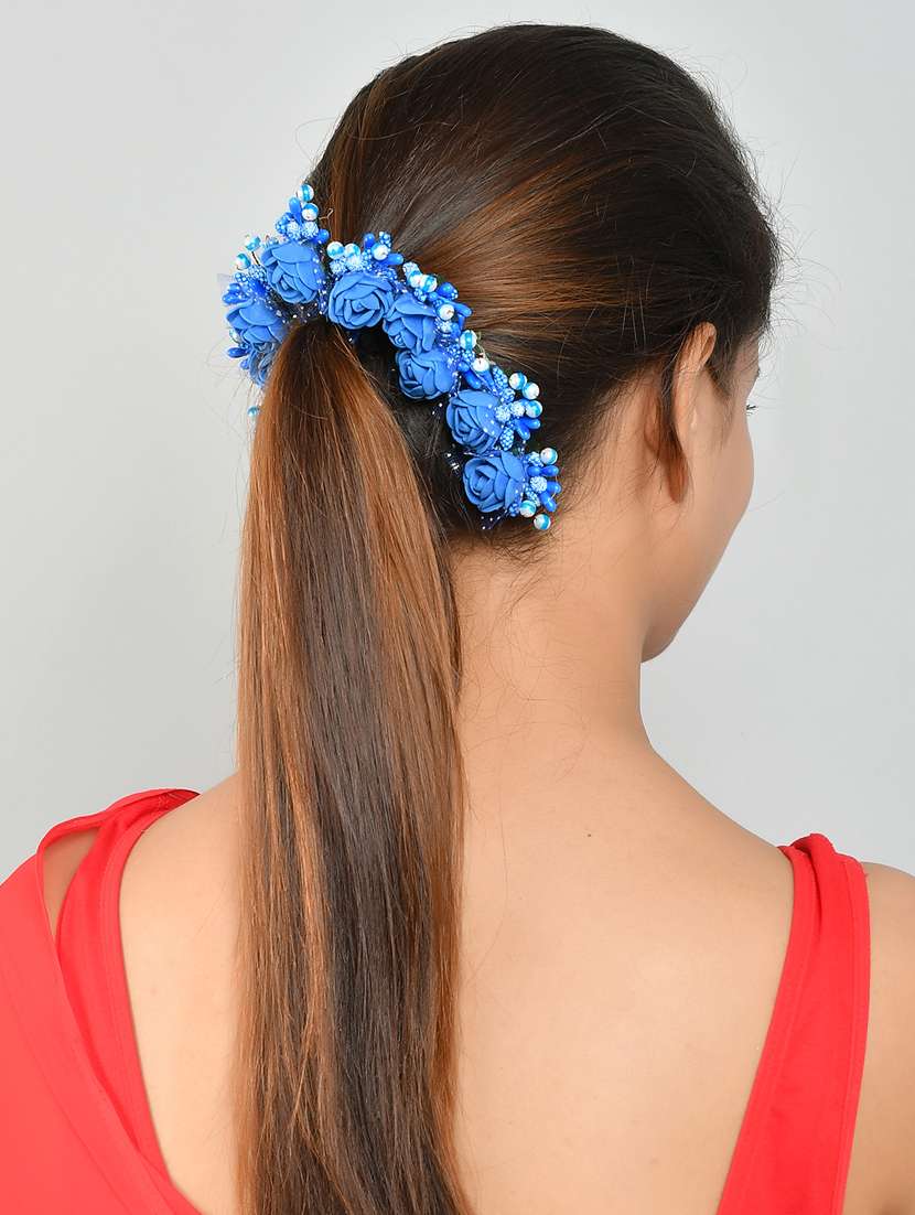 Set Of 10 Blue Flower Juda Hair Bun Accessory Set - 18395666 -  Standard Image - 4