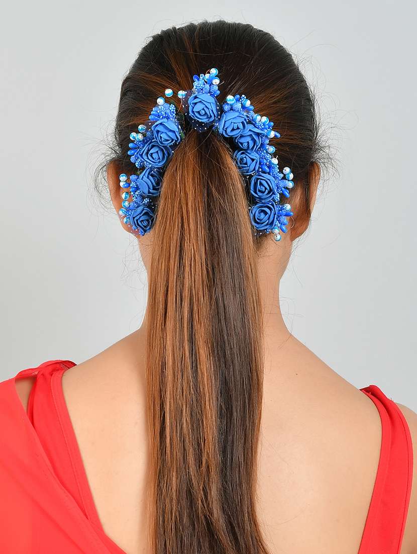 Set Of 10 Blue Flower Juda Hair Bun Accessory Set - 18395666 -  Standard Image - 6
