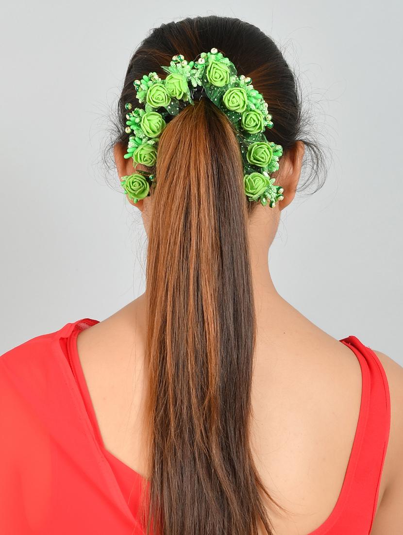 set of 10 green flower juda hair bun accessory set - 18395667 - Standard Image - 4