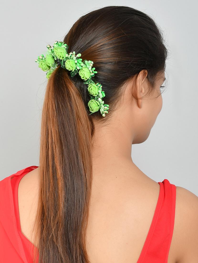 set of 10 green flower juda hair bun accessory set - 18395667 - Standard Image - 6