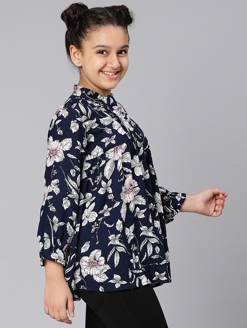 girls mandarin collar top - 18395710 - Standard Image - 1