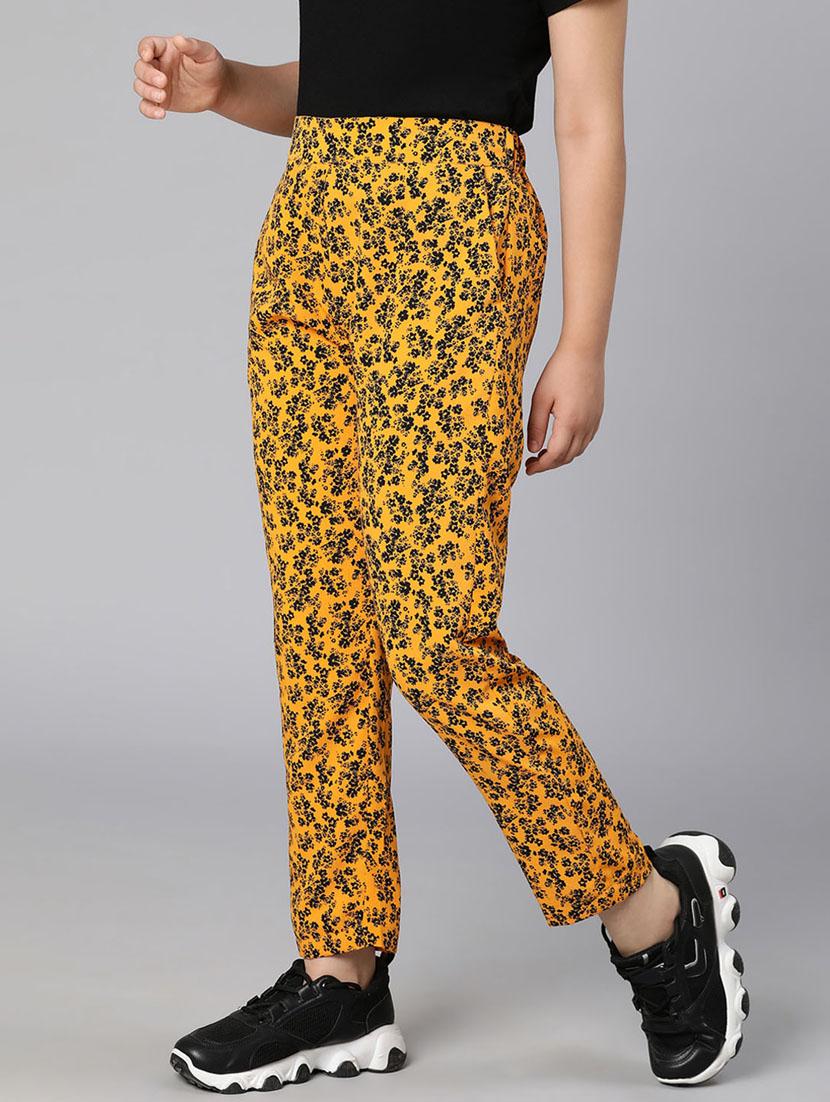 yellow printed casual trouser - 18395717 -  Standard Image - 1