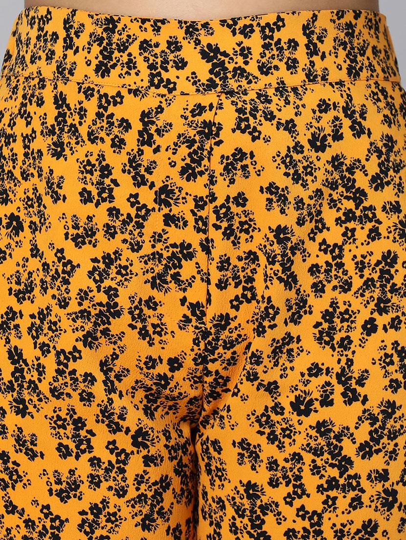yellow printed casual trouser - 18395717 - Standard Image - 4