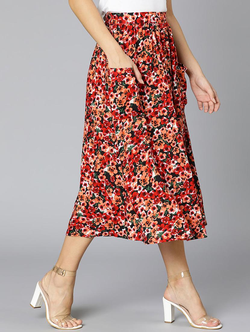 mid rise floral flared skirt - 18395726 - Standard Image - 1