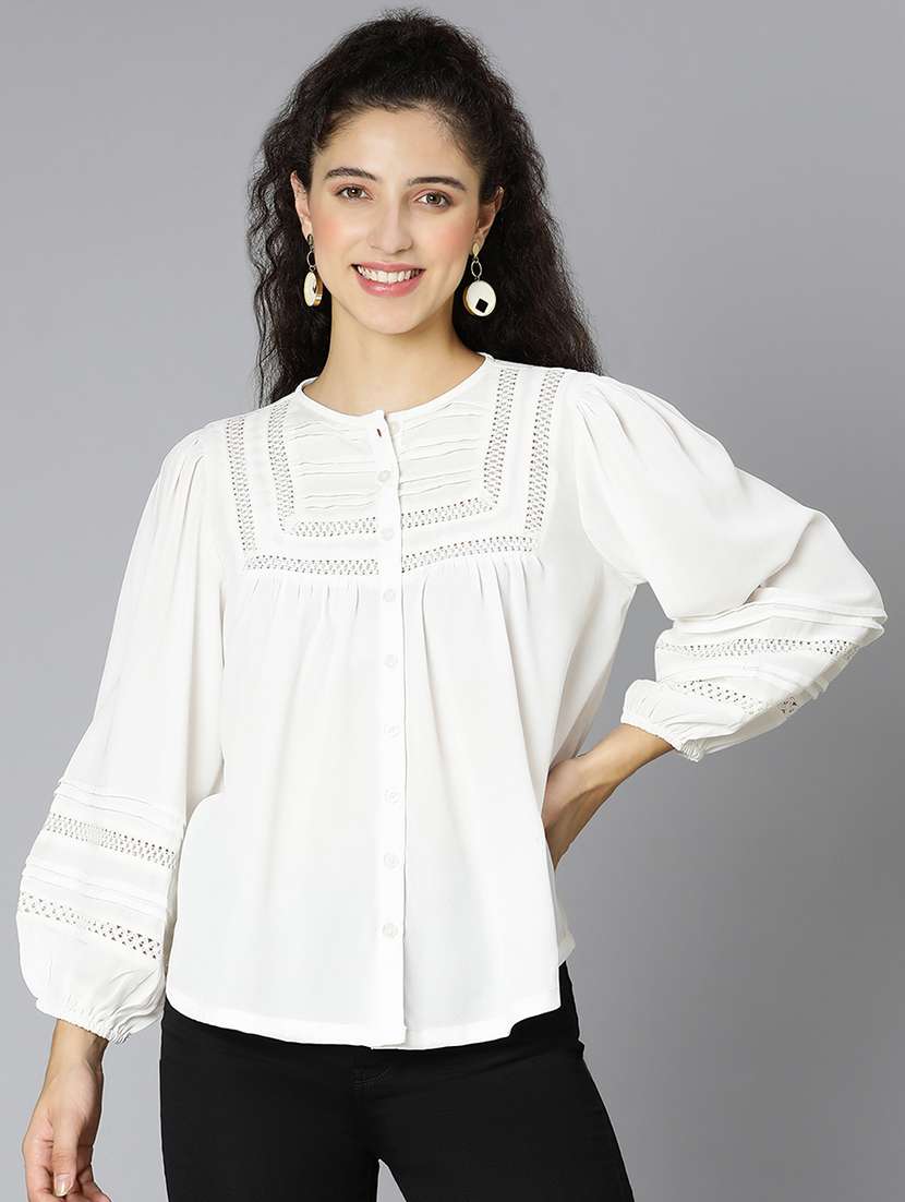 women's straight round neck top