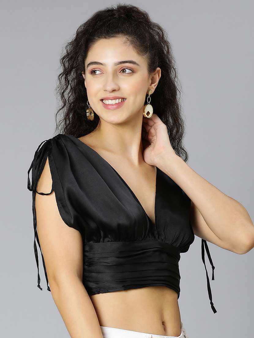 women's crop v neck top - 18395746 -  Standard Image - 1