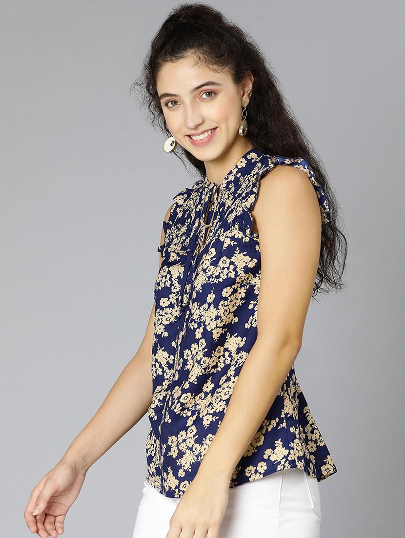 women's a line tie-up neck top - 18395752 - Standard Image - 1