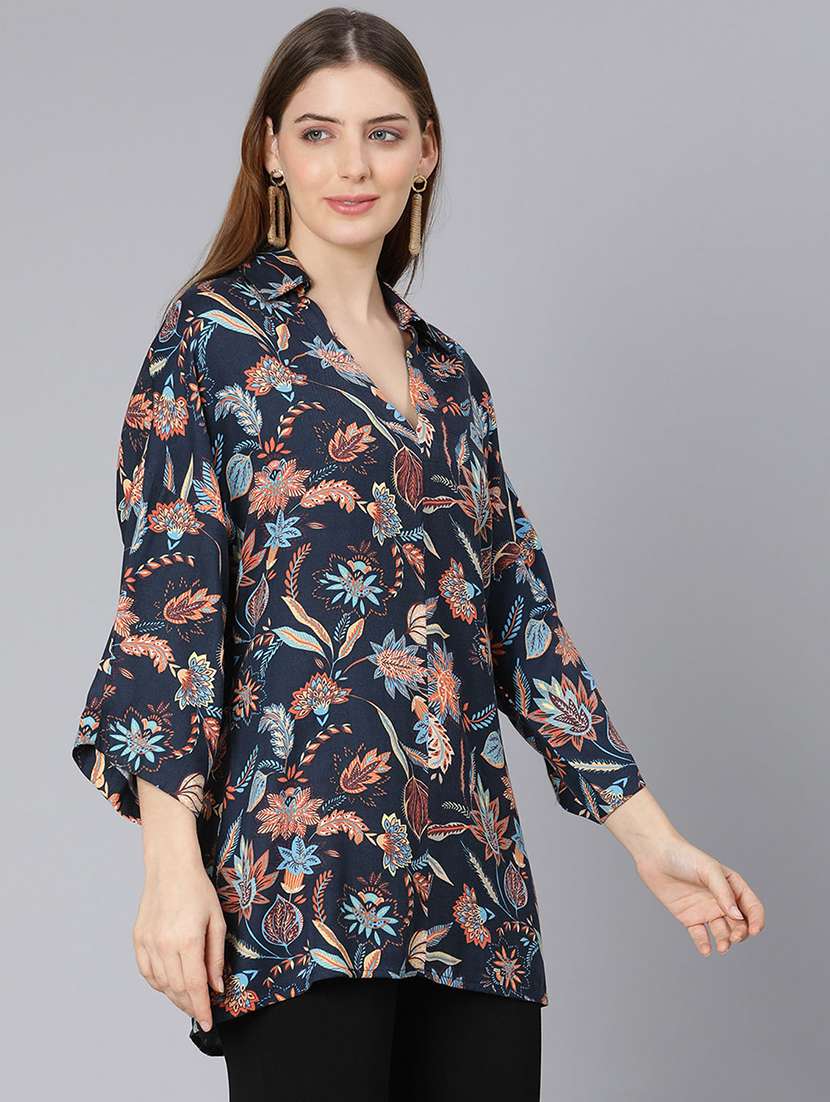 shirt collar printed tunic - 18395793 -  Standard Image - 1