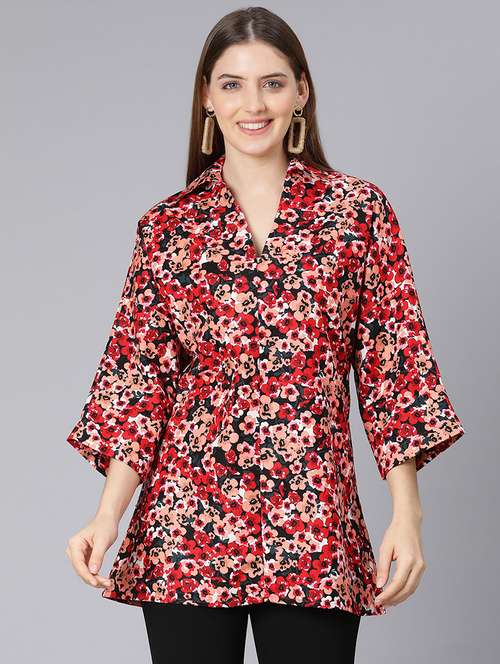 shirt collar floral tunic - 18395797 -  Standard Image - 0