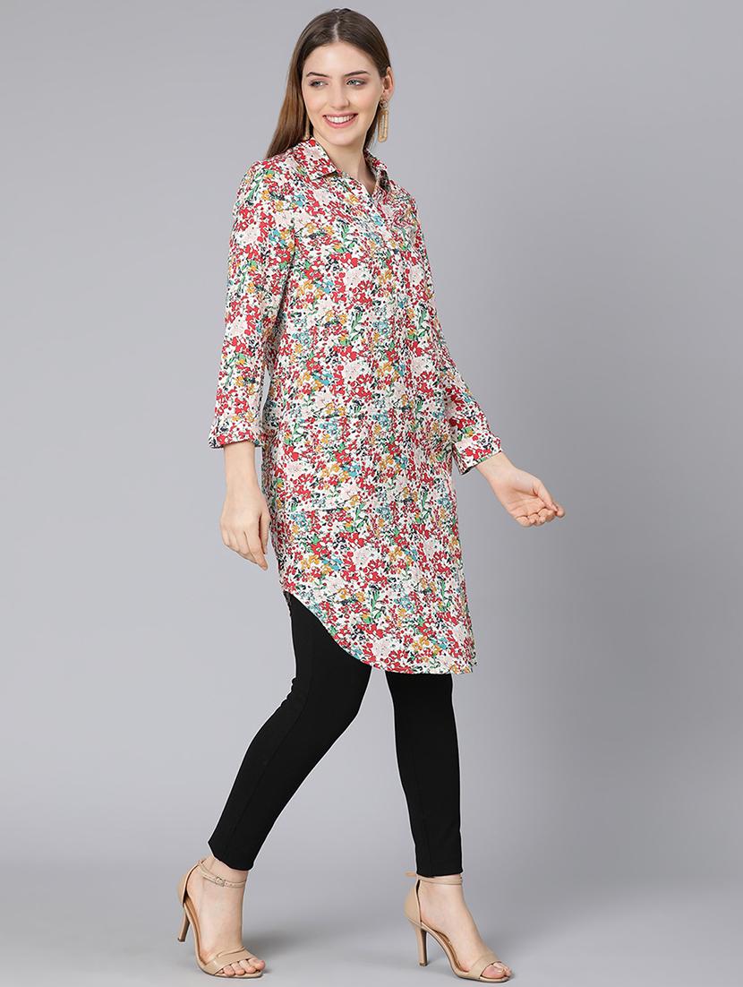 long sleeved printed tunic - 18395803 - Standard Image - 1