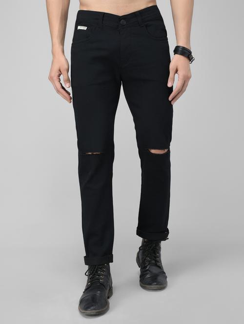 mens slim fit slash knee jeans - 18396057 - Standard Image - 0