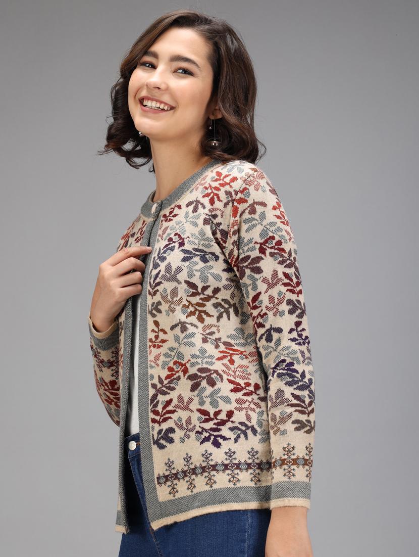 long sleeved printed cardigan - 18396128 - Standard Image - 1