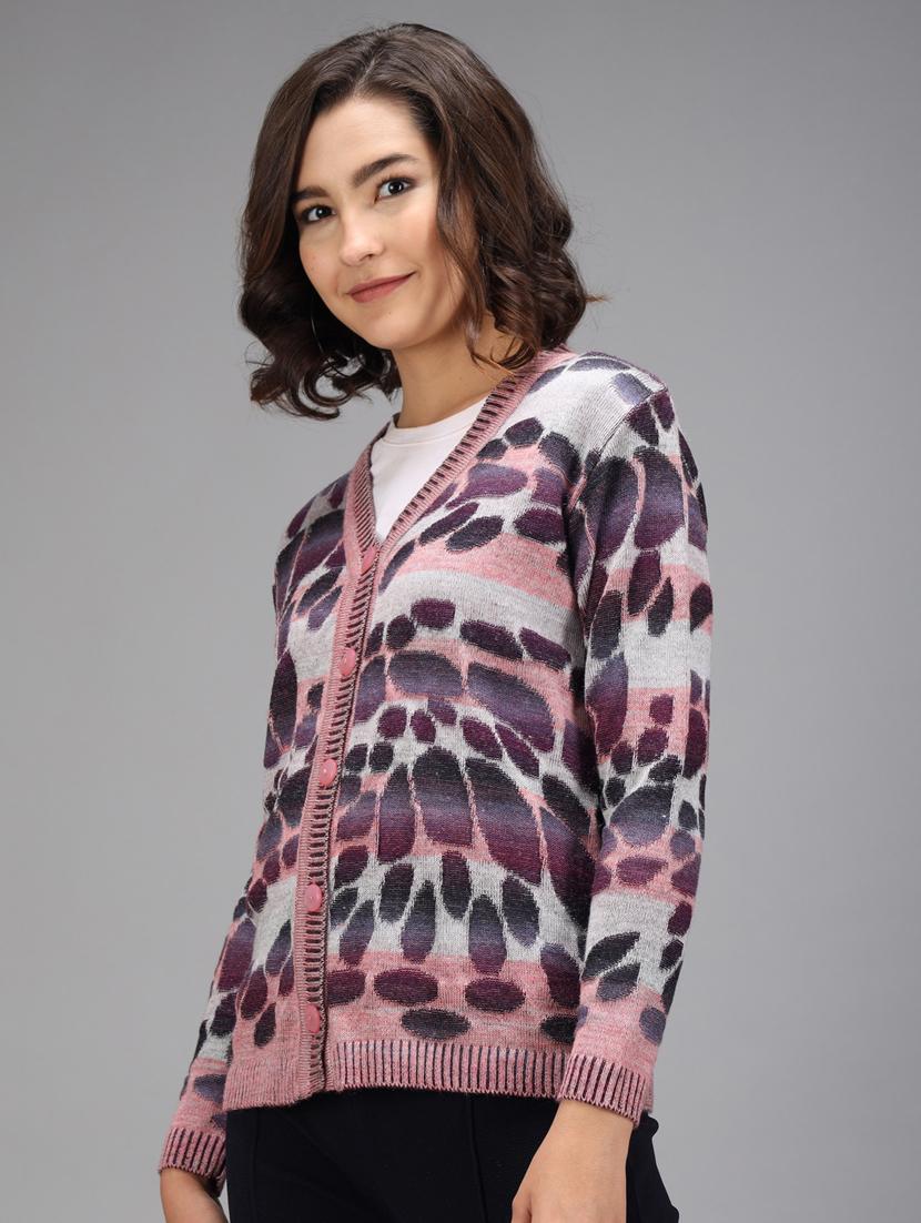long sleeved printed cardigan - 18396135 - Standard Image - 1