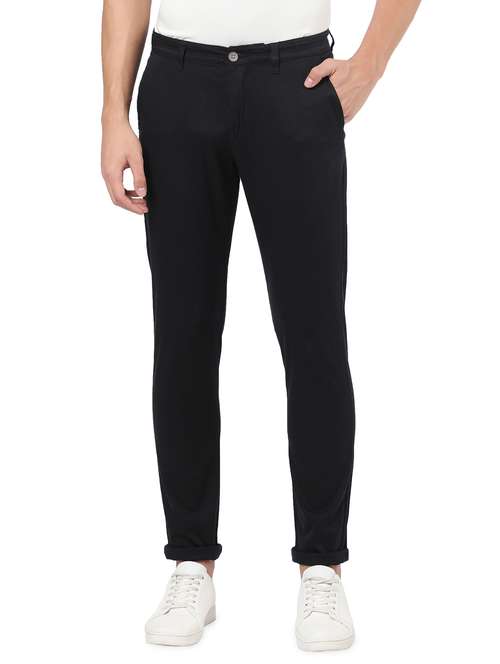 black solid casual trouser - 18396294 - Standard Image - 0