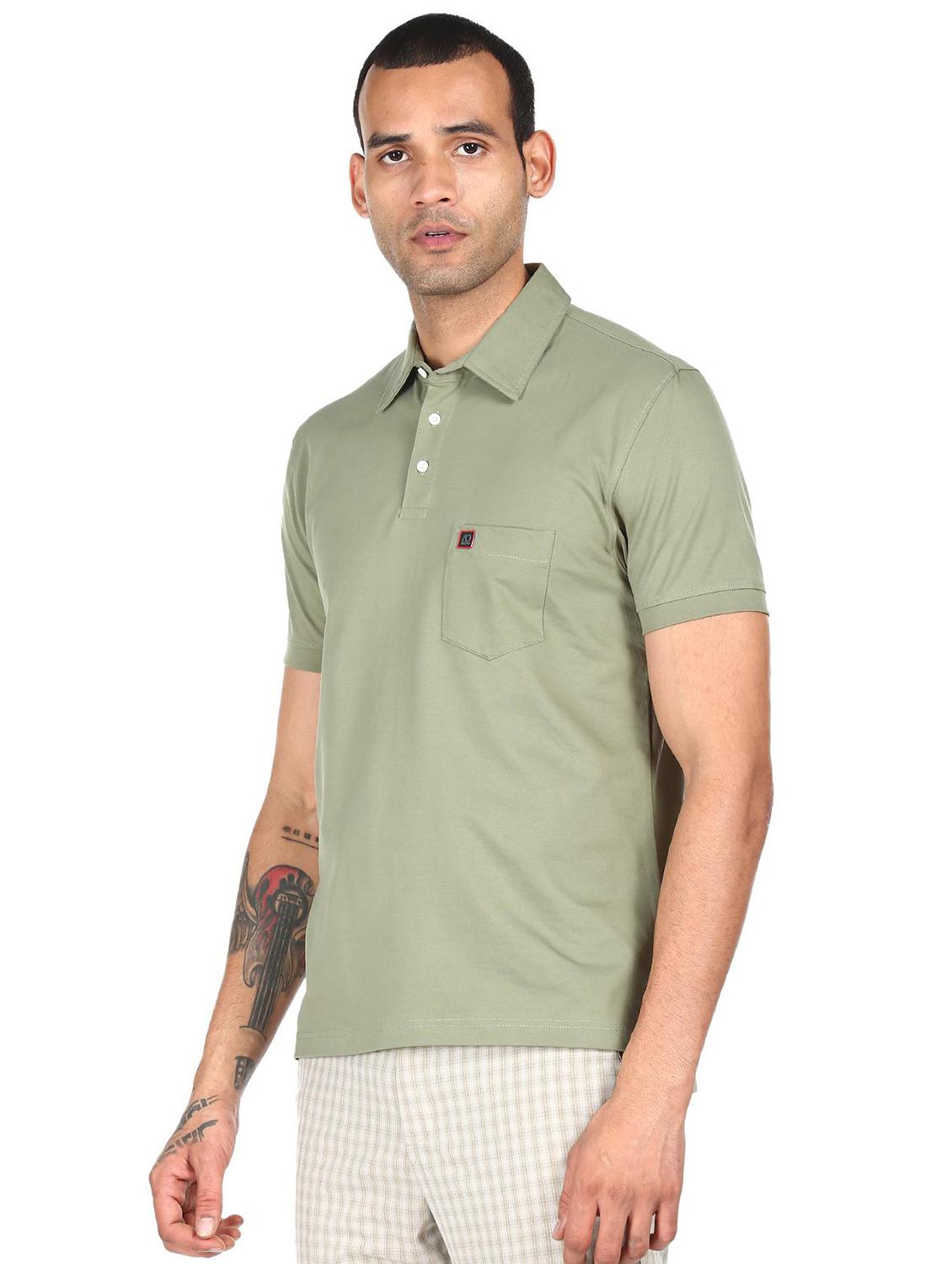 olive-green solid polo t-shirt - 18396336 -  Standard Image - 1
