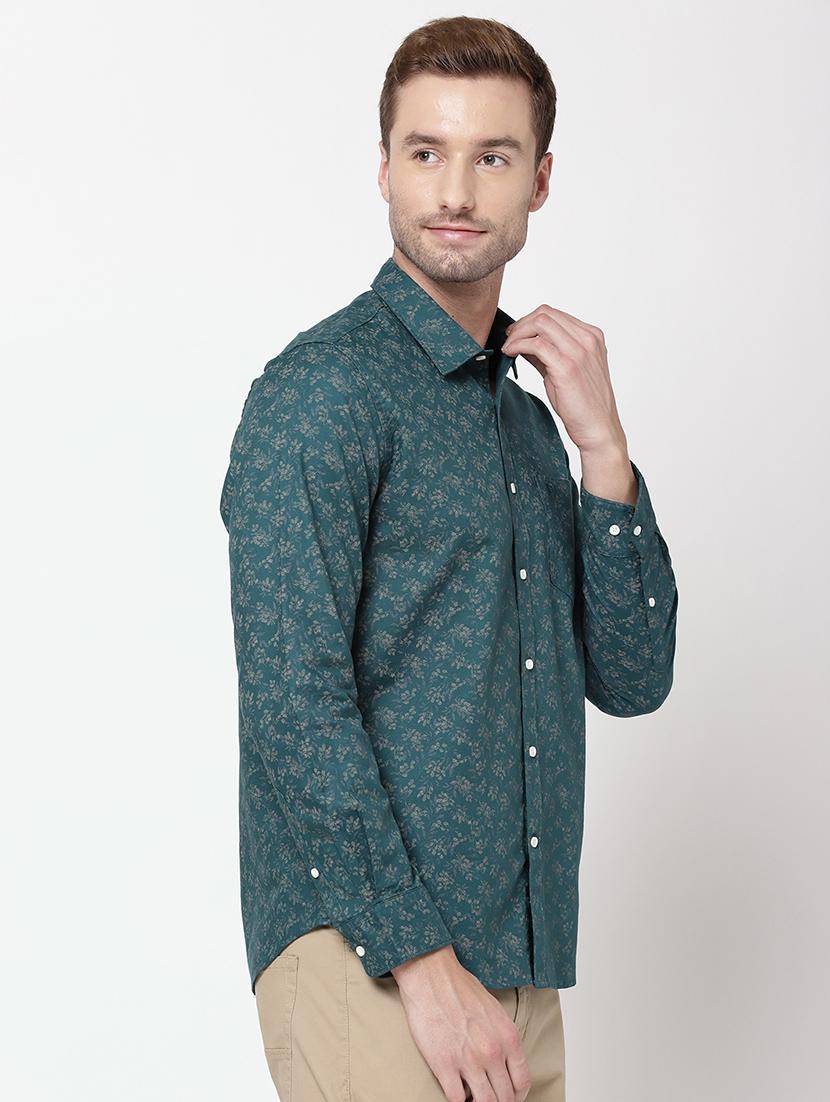 teal printed casual shirt - 18396376 -  Standard Image - 1