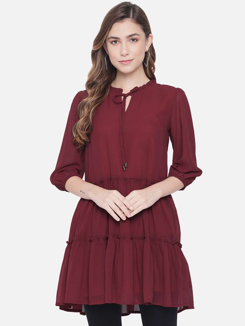 women's tiered dress solid dress