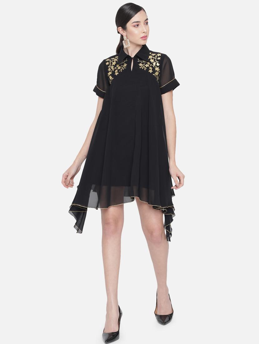 women's asymmetric foil print dress - 18396440 - Standard Image - 1